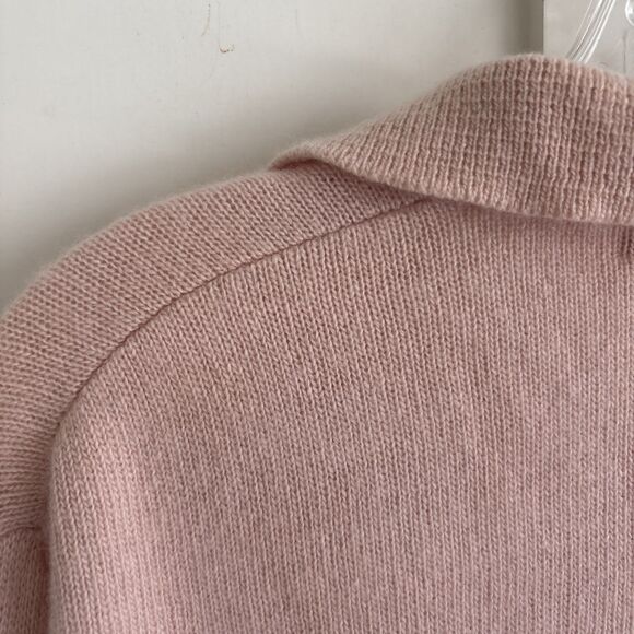 VTG VGUC Neiman Marcus Cashmere Sweater Womens Pink Polo Collared M - Picture 8 of 9